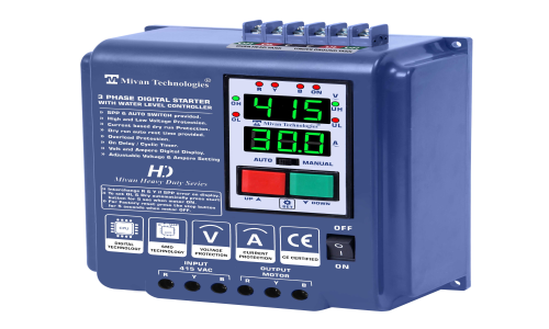 DP 301 LLC HD 3 phase water level controller with DOL DIGITAL starter suitable for motor up to 10 HP with HV LV OL DRY protection with SPP, AUTOSWITCH, TIMER